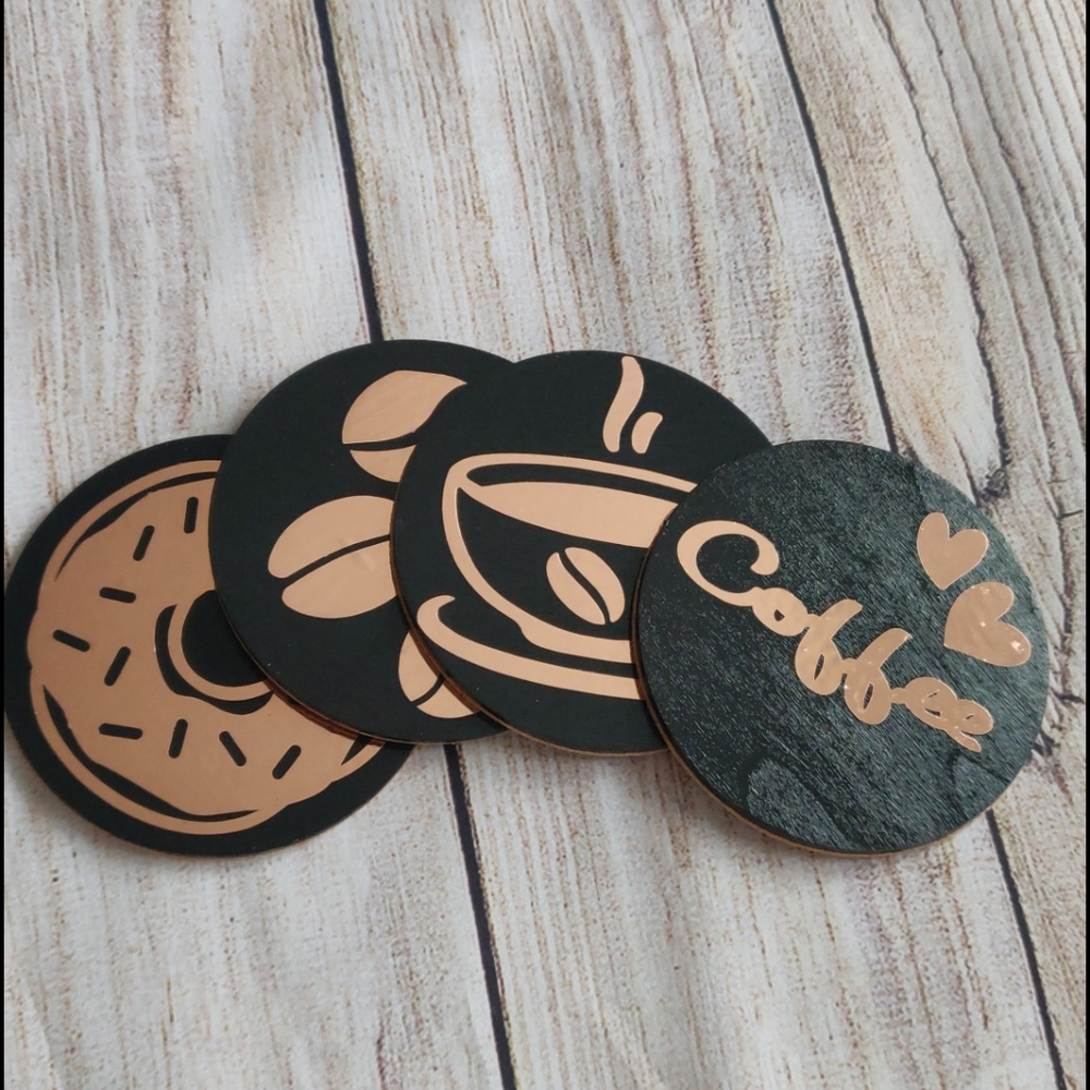 Handmade Black and Rose Gold Coffee Coasters - Picture 4 of 7
